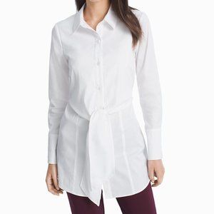 White House Black Market Tie Front Poplin Top